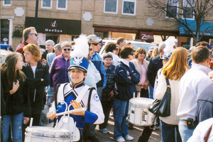 Myself with marching snare in Meggan Duggan Parade