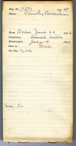 Tewksbury Almshouse Intake Record: Bresnihan, Timothy