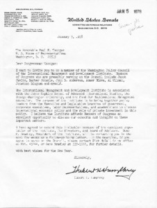 Letter to Paul E. Tsongas from Hubert H. Humphrey