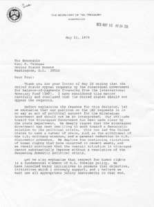 Letter to Paul E. Tsongas from W. Michael Blumenthal
