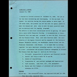 Director's reports for 1981.