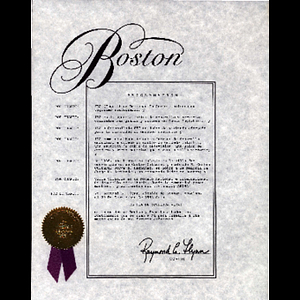 A proclamation by Raymond L. Flynn, Mayor of Boston, proclaiming September 29, 1988 to be day of culture alive, celebrating IBA's successful first 20 years as an organization.