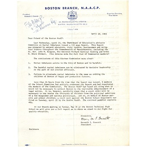 Letter, friend of the Boston NAACP, April 20, 1965.