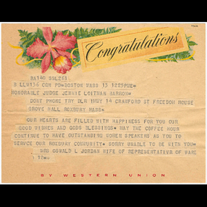 Congratulatory telegram to Freedom House