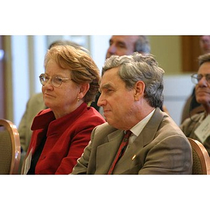 President Freeland and Jean Tempel listen at the Training Future Innovators Entrepreneurs Panel