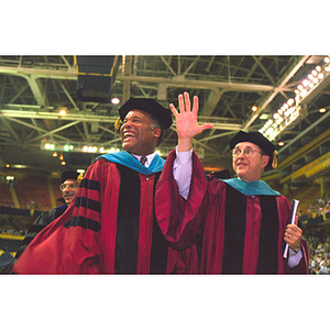 Bernard "Bunny" Solomon and another administrator at commencement