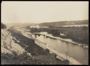 An aerial view of the Cape Cod Canal near the Collins farmhouse