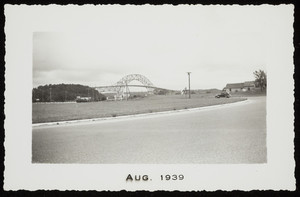 A distant view of the Sagamore Bridge