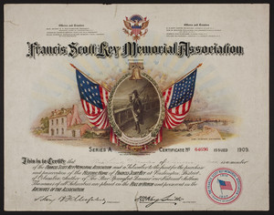 Francis Scott Key Memorial Association certificate