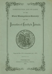 Cover of the New Hampshire Society for the Prevention of Cruelty to Animals Constitution and Bylaws.