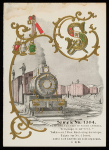 Sample card for No. 1394, Switchman's Union of North America, B. & K., location unknown, undated