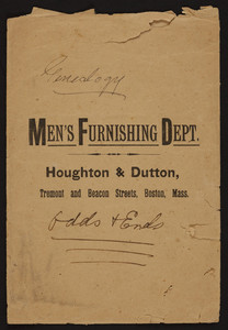 Envelope for Houghton & Dutton, Men's Furnishing Dept., Tremont and Beacon Streets, Boston, Mass., undated