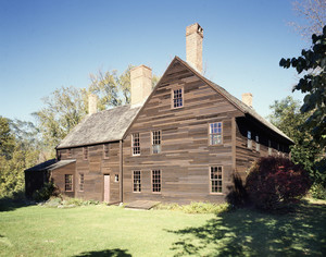 Exterior view from the left side in summer, Coffin House, Newbury, Mass.