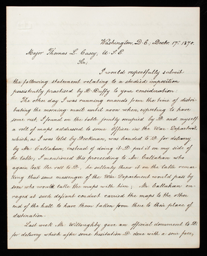 Charles Hairle to Thomas Lincoln Casey, December 17, 1870