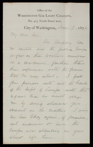 [Charles] B. Bailey to Thomas Lincoln Casey, June 19, 1872