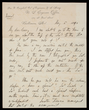 [William P. Craighill] to Thomas Lincoln Casey, May 5, 1890