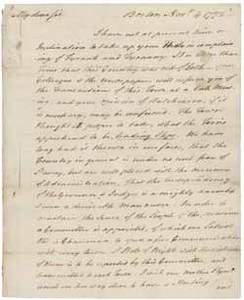 Letter from Samuel Adams to James Warren, 4 November 1772