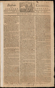 The Boston-Gazette, and Country Journal, 10 September 1770