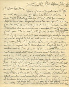 Letter from Benjamin Smith Lyman to Franklin B. Sanborn