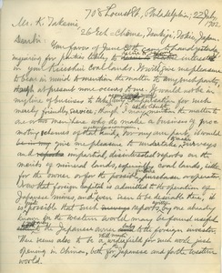 Letter from Benjamin Smith Lyman to K. Takemi