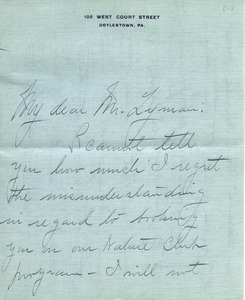 Letter from Elizabeth Firman James to Benjamin Smith Lyman