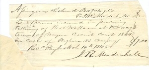 Invoice from James R. Mendenhall for services rendered in summons to Thomas Wallace