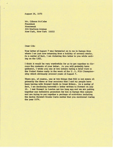 Letter from Mark H. McCormack to Gibson McCabe