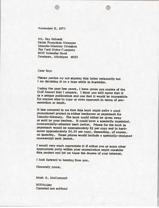 Letter from Mark H. McCormack to Ray Ablondi