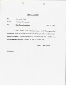 Memorandum from Mark H. McCormack to Charles L. Foley