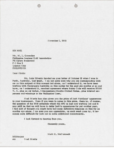 Letter from Mark H. McCormack to M. J. Gonzalez