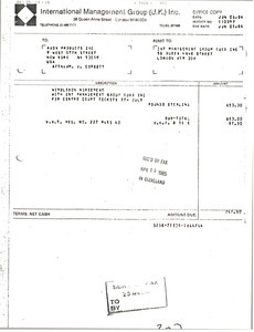 Invoice for Wimbledon tickets