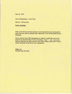 Memorandum from Mark H. McCormack to Dave DeBusschere