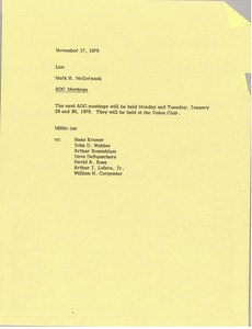 Memorandum from Mark H. McCormack to list