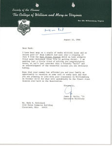 Letter from James S. Kelly to Mark H. McCormack