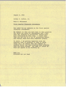 Memorandum from Mark H. McCormack to Arthur J. Lafave