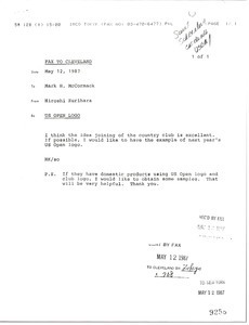 Fax from Hiroshi Kurihara to Mark H. McCormack
