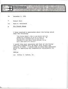 Memorandum from Mark H. McCormack to Robert Kain