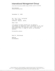 Letter from Mark H. McCormack to Jim Richards