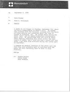 Memorandum from Mark H. McCormack to Hans Kramer