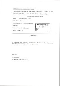 Fax from Mark H. McCormack to Hans Kramer