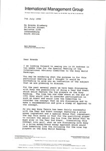Letter from Mark H. McCormack to Brenda Blumberg