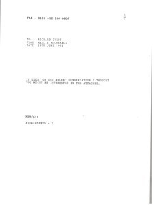 Fax from Mark H. McCormack to Richard Cyert