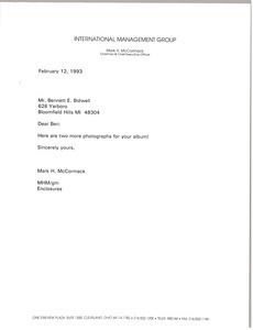 Letter from Mark H. McCormack to Bennett E. Bidwell