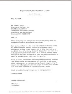 Letter from Mark H. McCormack to Edwin L. Artzt