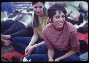 Two young women in the audience at the Woodstock Festival