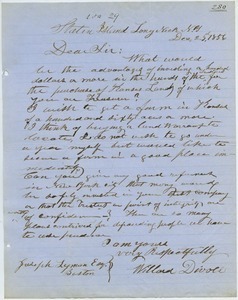 Letter from Willard Divall to Joseph Lyman