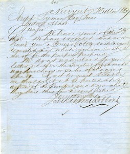 Letter from Jackson Robbins to Joseph Lyman