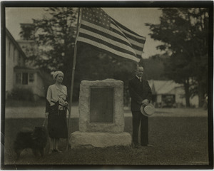 Grace and Calvin Coolidge at dedication of a soldier's monument