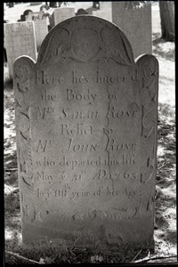 Gravestone of Sarah Rose (1763), Wethersfield Village Cemetery