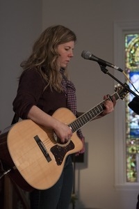 Dar Williams, at sound check at the First Congregational Church in Wellfleet